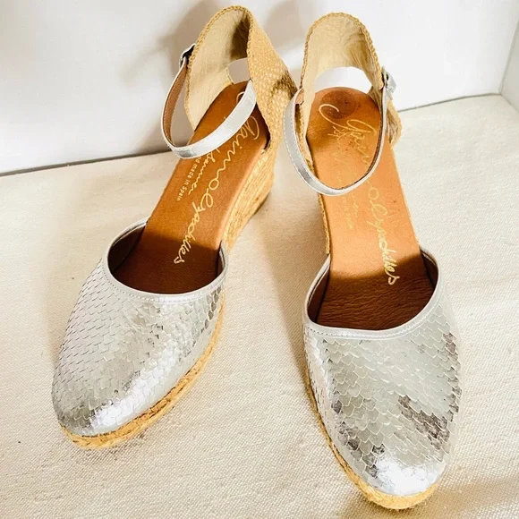 Gaimo Espadrilles Handmade in Spain Metallic Silver/Rope Espadrilles Size EU 41 - Picture 12 of 15